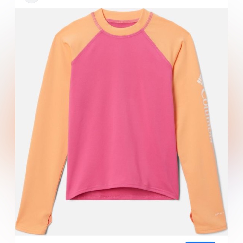 NWT Columbia Girls Rashguard / Sandy Shores Long Sleeve Sunguard Pink / Peach